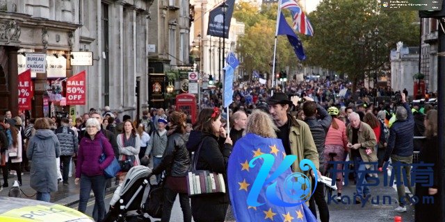 英国伦敦反对“脱欧”请愿举止，记者陈玺宇/摄