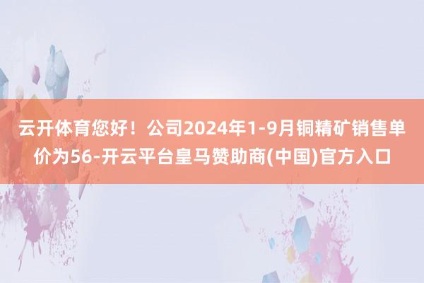 云开体育您好！公司2024年1-9月铜精矿销售单价为56-开云平台皇马赞助商(中国)官方入口