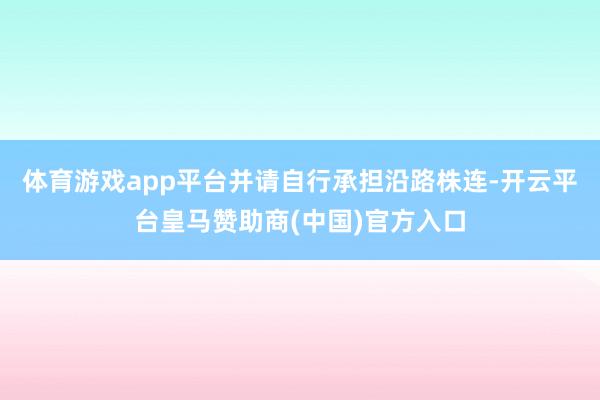 体育游戏app平台并请自行承担沿路株连-开云平台皇马赞助商(中国)官方入口