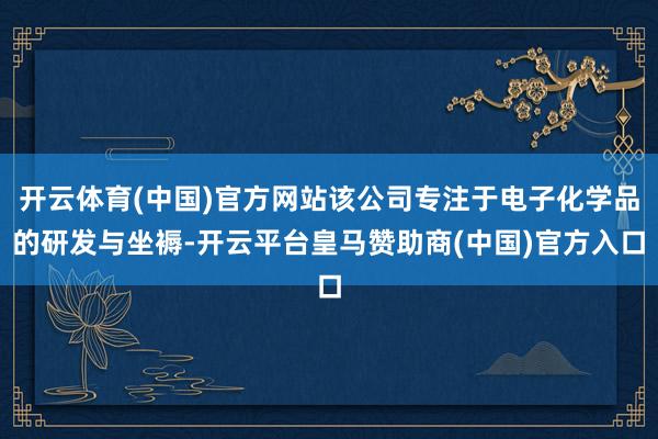 开云体育(中国)官方网站该公司专注于电子化学品的研发与坐褥-开云平台皇马赞助商(中国)官方入口