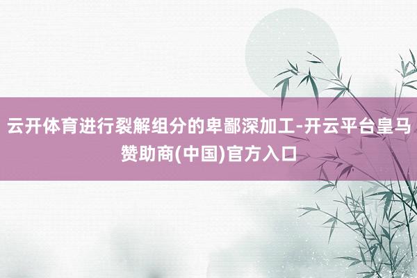 云开体育进行裂解组分的卑鄙深加工-开云平台皇马赞助商(中国)官方入口